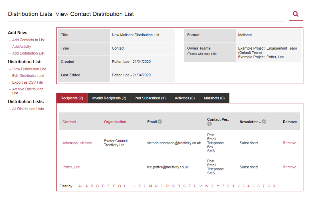 Sending a Newsletter to a Mailshot Distribution List